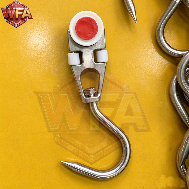 WFA Cow Bleeding Roller – Heavy Duty Dual Rail Trolley for Slaughterhouse Bleeding Line